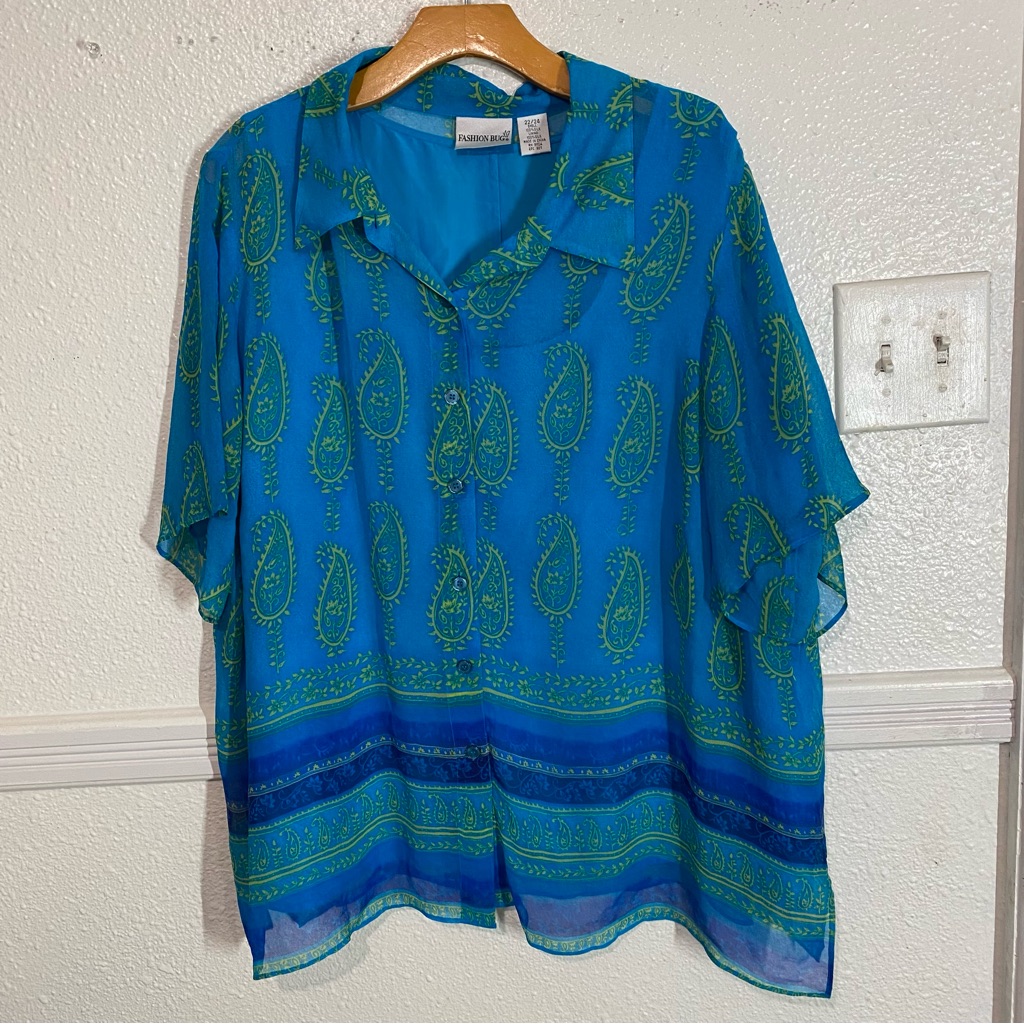 Fashion Bug 100% Silk Short Sleeve Blouse Size 22/24